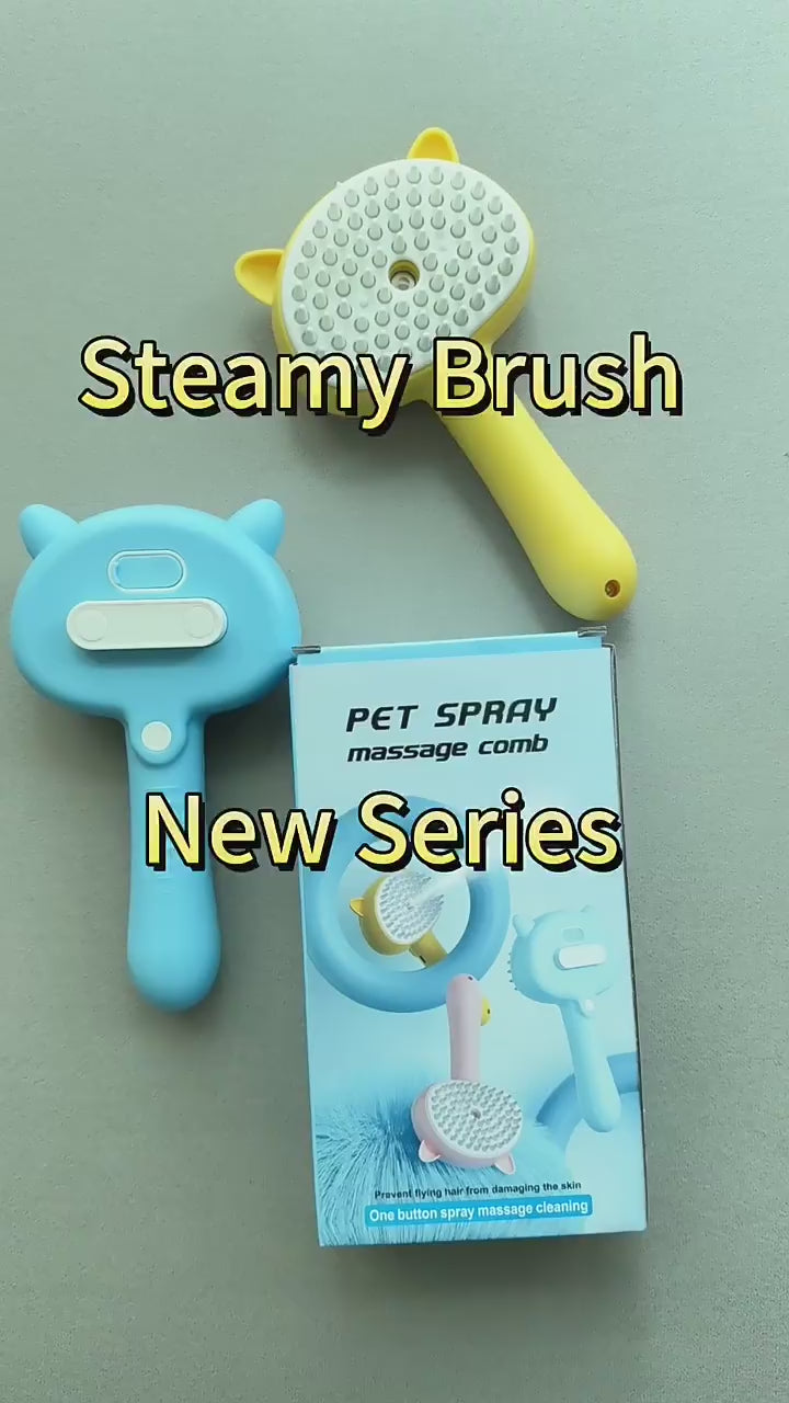 Self-Cleaning Pet Grooming Brush with Mist Spray