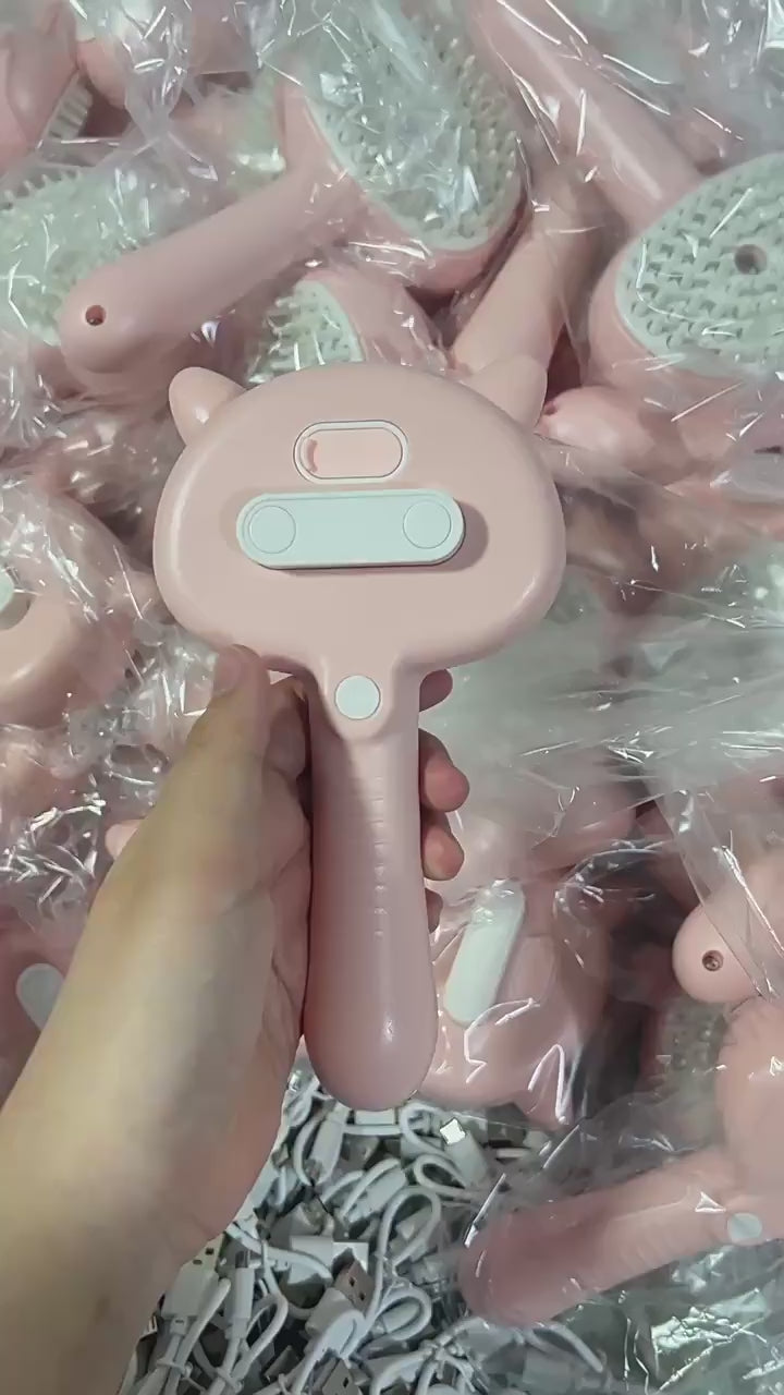 Self-Cleaning Pet Grooming Brush with Mist Spray